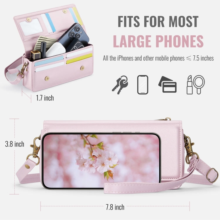 CaseMe ME30 Max Multifunctional Large-Capacity Shoulder Crossbody Phone Bag(Pink) -  by CaseMe | Online Shopping UK | buy2fix