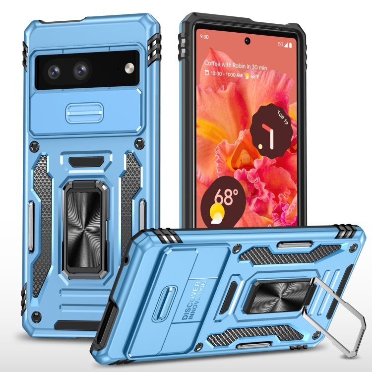 For Google Pixel 9/9 Pro Armor PC + TPU Camera Shield Phone Case(Light Blue) - Google Cases by buy2fix | Online Shopping UK | buy2fix