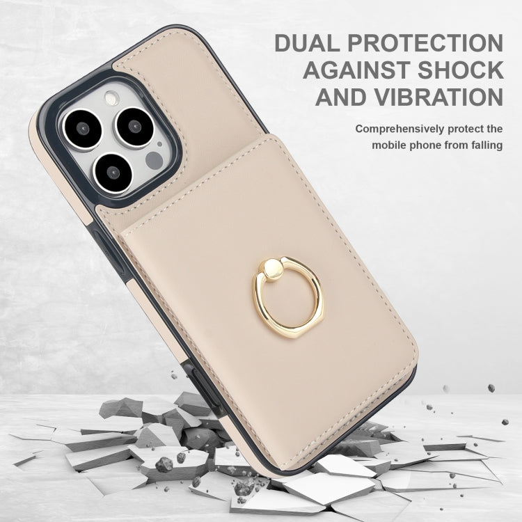 For iPhone 16 Pro Max RFID Anti-theft Card Ring Holder Phone Case(White) - iPhone 16 Pro Max Cases by buy2fix | Online Shopping UK | buy2fix