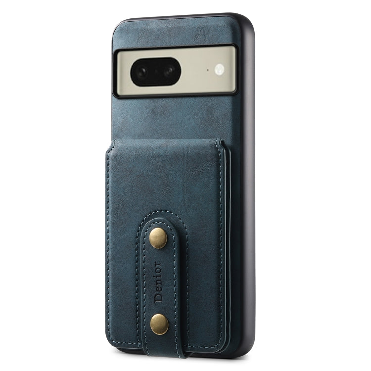 For Google Pixel 8 Denior D14 NK Retro Pattern MagSafe Magnetic Card Holder Leather Phone Case(Blue) - Google Cases by Denior | Online Shopping UK | buy2fix