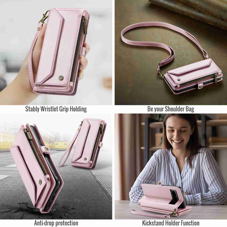 For Google Pixel 8 Pro CaseMe C36 Card Slots Zipper Wallet RFID Anti-theft Leather Phone Case(Pink) - Google Cases by CaseMe | Online Shopping UK | buy2fix