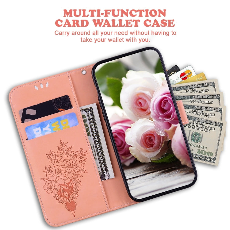 For iPhone 16 Butterfly Rose Embossed Leather Phone Case(Pink) - iPhone 16 Cases by buy2fix | Online Shopping UK | buy2fix