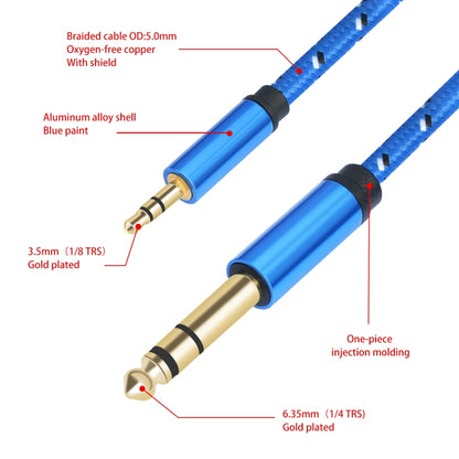 3662-3662BK 3.5mm Male to 6.35mm Male Stereo Amplifier Audio Cable, Length:3m(Blue) - Microphone Audio Cable & Connector by buy2fix | Online Shopping UK | buy2fix