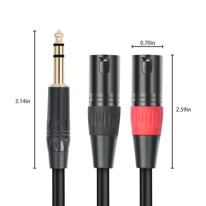 TC145YXK108RE-10 6.35mm 1/4 TRS Male to Dual XLR Male Audio Cable, Length:3m(Black) - Microphone Audio Cable & Connector by buy2fix | Online Shopping UK | buy2fix