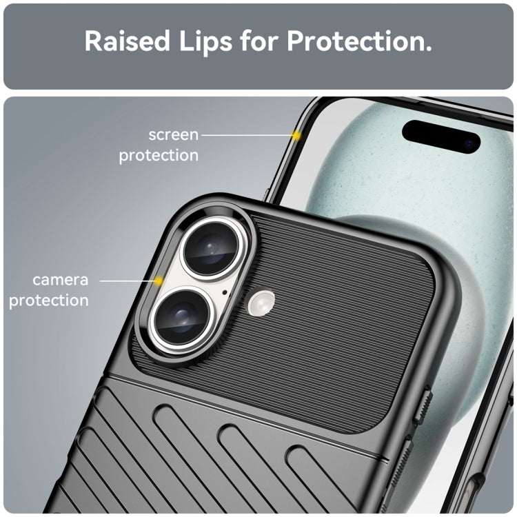 For iPhone 16 Thunderbolt Shockproof Soft TPU Phone Case(Black) - iPhone 16 Cases by buy2fix | Online Shopping UK | buy2fix