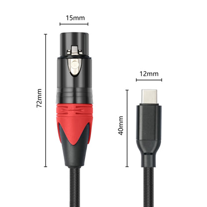 TY03RE Type-C Male to XLR Female Audio Cable for Dynamic Microphone, Length:1m(Black) - Microphone Audio Cable & Connector by buy2fix | Online Shopping UK | buy2fix