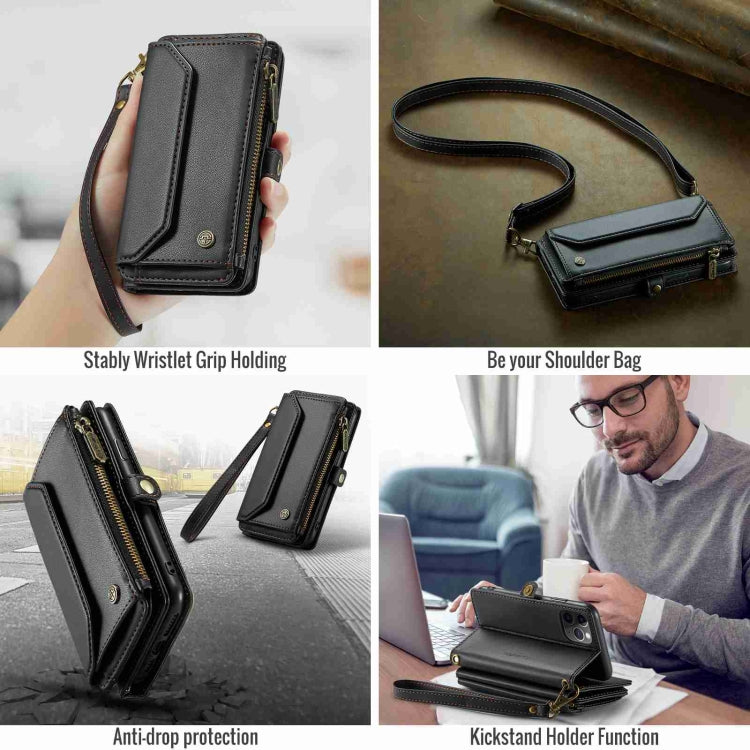 For iPhone 11 Pro CaseMe C36 Card Slots Zipper Wallet RFID Anti-theft Leather Phone Case(Black) - iPhone 11 Pro Cases by CaseMe | Online Shopping UK | buy2fix