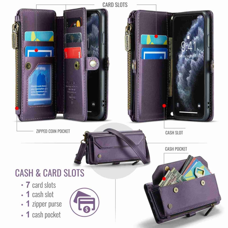 For iPhone 11 Pro CaseMe C36 Card Slots Zipper Wallet RFID Anti-theft Leather Phone Case(Purple) - iPhone 11 Pro Cases by CaseMe | Online Shopping UK | buy2fix