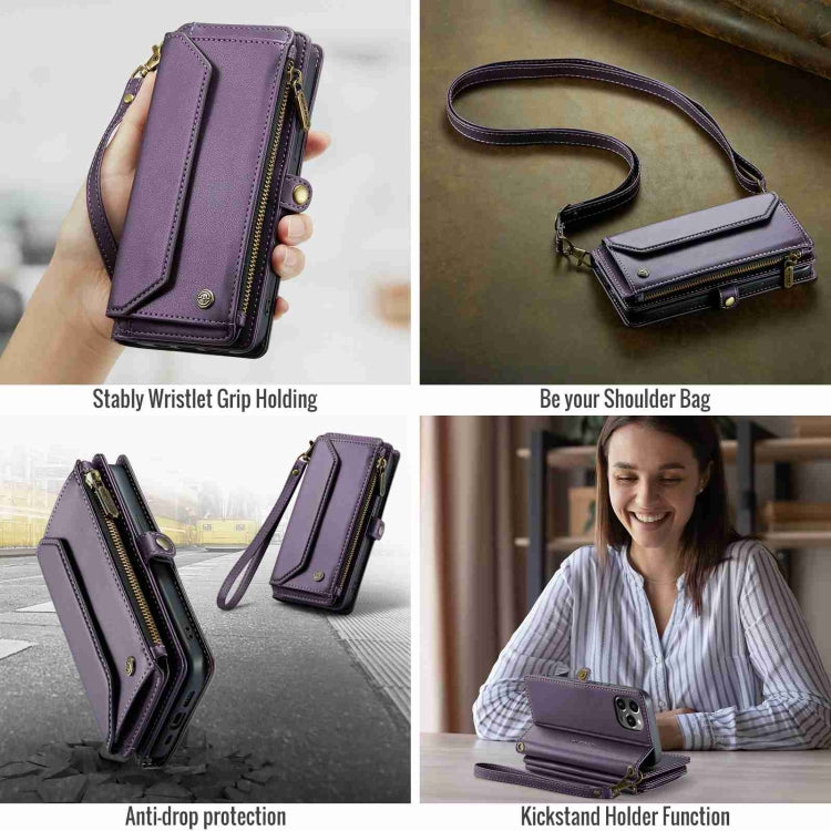 For iPhone 12 Pro Max CaseMe C36 Card Slots Zipper Wallet RFID Anti-theft Leather Phone Case(Purple) - iPhone 12 Pro Max Cases by CaseMe | Online Shopping UK | buy2fix