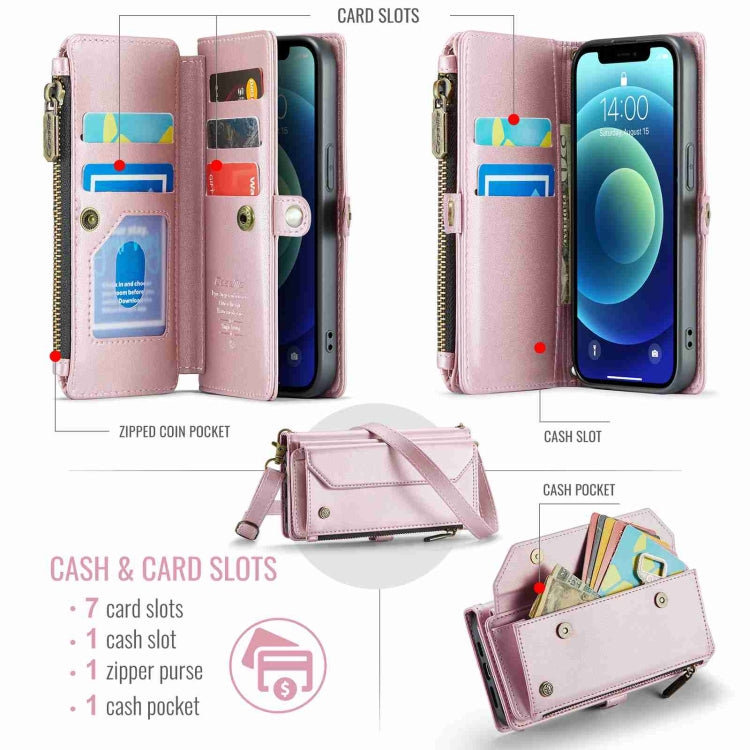 For iPhone 12 mini CaseMe C36 Card Slots Zipper Wallet RFID Anti-theft Leather Phone Case(Pink) - iPhone 12 mini Cases by CaseMe | Online Shopping UK | buy2fix