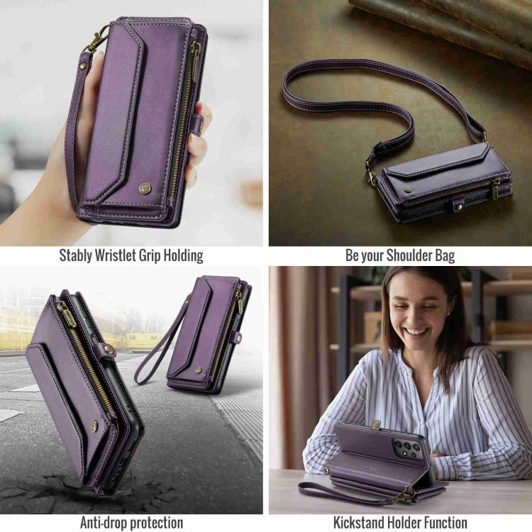 For Samsung Galaxy A23 CaseMe C36 Card Slots Zipper Wallet RFID Anti-theft Leather Phone Case(Purple) - Galaxy Phone Cases by CaseMe | Online Shopping UK | buy2fix