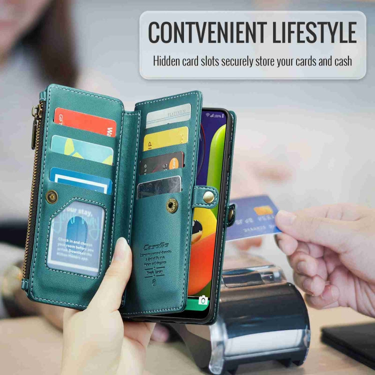 For Samsung Galaxy A30s / A50s / A50 CaseMe C36 Card Slots Zipper Wallet RFID Anti-theft Leather Phone Case(Blue-green) - Galaxy Phone Cases by CaseMe | Online Shopping UK | buy2fix