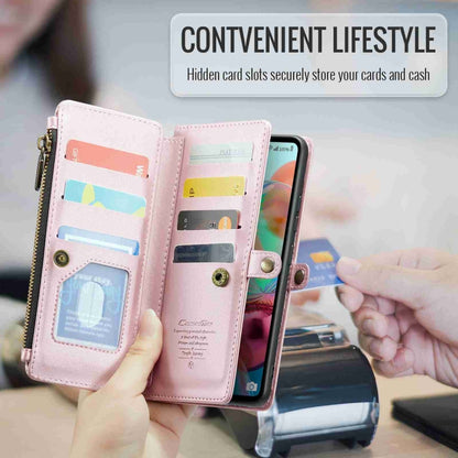 For Samsung Galaxy A71 4G CaseMe C36 Card Slots Zipper Wallet RFID Anti-theft Leather Phone Case(Pink) - Galaxy Phone Cases by CaseMe | Online Shopping UK | buy2fix