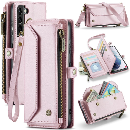 For Samsung Galaxy S21+ 5G CaseMe C36 Card Slots Zipper Wallet RFID Anti-theft Leather Phone Case(Pink) - Galaxy S21+ 5G Cases by CaseMe | Online Shopping UK | buy2fix