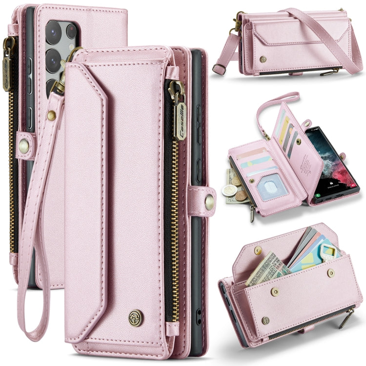 For Samsung Galaxy S22 Ultra 5G CaseMe C36 Card Slots Zipper Wallet RFID Anti-theft Leather Phone Case(Pink) - Galaxy S22 Ultra 5G Cases by CaseMe | Online Shopping UK | buy2fix