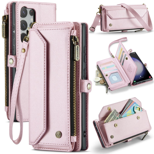 For Samsung Galaxy S23 Ultra 5G CaseMe C36 Card Slots Zipper Wallet RFID Anti-theft Leather Phone Case(Pink) - Galaxy S23 Ultra 5G Cases by CaseMe | Online Shopping UK | buy2fix