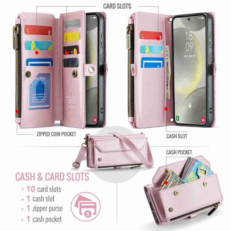 For Samsung Galaxy S24+ 5G CaseMe C36 Card Slots Zipper Wallet RFID Anti-theft Leather Phone Case(Pink) - Galaxy S24+ 5G Cases by CaseMe | Online Shopping UK | buy2fix