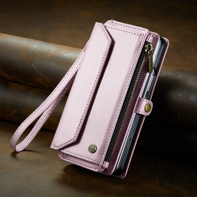 For Samsung Galaxy Z Fold3 CaseMe C36 Card Slots Zipper Wallet RFID Anti-theft Leather Phone Case(Pink) - Galaxy Phone Cases by CaseMe | Online Shopping UK | buy2fix