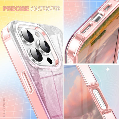 For iPhone 16 Pro Max IMD Gradient Feather PC Hybrid TPU Phone Case(Light Pink) - iPhone 16 Pro Max Cases by buy2fix | Online Shopping UK | buy2fix