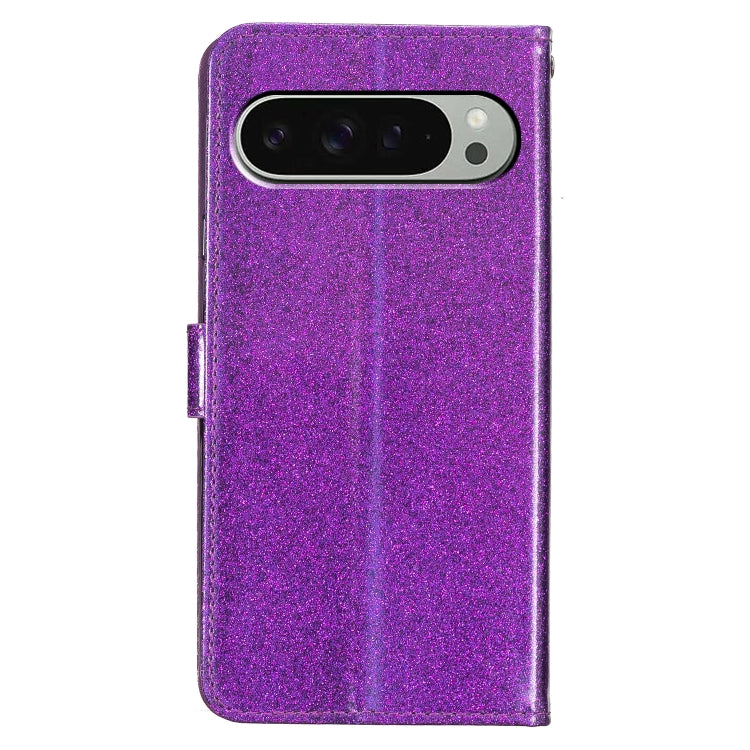 For Google Pixel 9 / 9 Pro Glitter Powder Flip Leather Phone Case(Purple) - Google Cases by buy2fix | Online Shopping UK | buy2fix