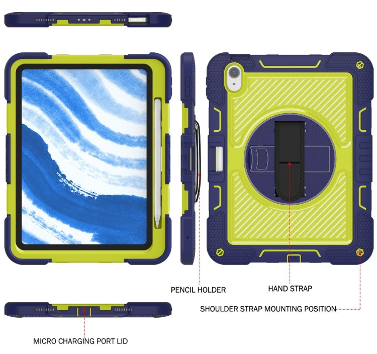 For iPad Air 11 2024 / Air 2022 10.9 360 Degree Rotation PC Contrast Silicone Tablet Case(Navy Blue + Yellow Green) - iPad Air 11 2024 Cases by buy2fix | Online Shopping UK | buy2fix