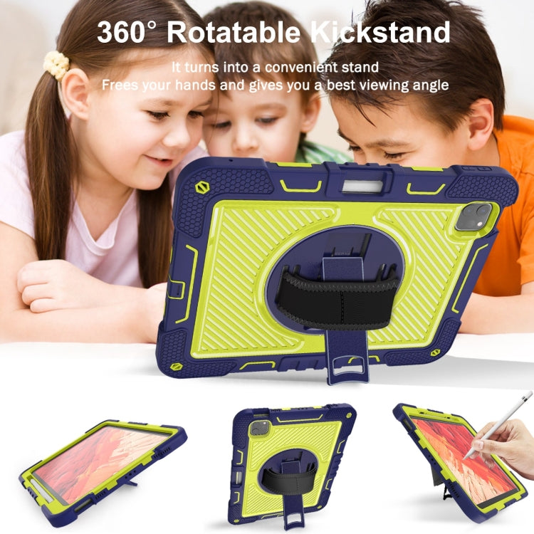 For iPad Pro 11 2024 360 Degree Rotation PC Contrast Silicone Tablet Case(Navy Blue + Yellow Green) - iPad Pro 11 2024 Cases by buy2fix | Online Shopping UK | buy2fix