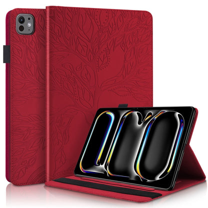 For iPad Pro 13 2024 Tree Life Series Embossed Smart Leather Tablet Case(Red) - iPad Pro 13 2024 Cases by buy2fix | Online Shopping UK | buy2fix