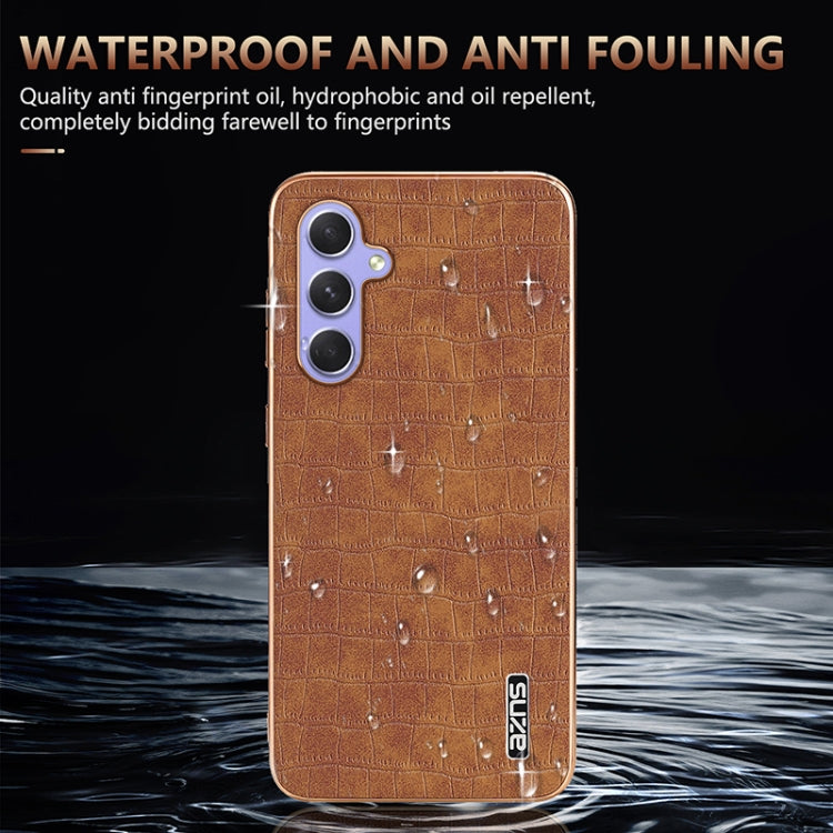 For Samsung Galaxy S23 FE 5G AZNS Electroplated Frame Crocodile Texture Full Coverage Phone Case(Brown) - Galaxy S23 FE 5G Cases by AZNS | Online Shopping UK | buy2fix