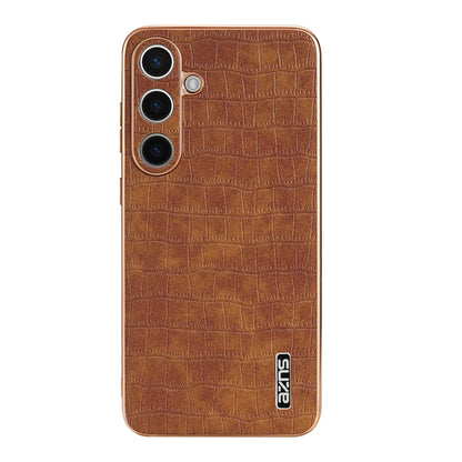 For Samsung Galaxy S24+ 5G AZNS Electroplated Frame Crocodile Texture Full Coverage Phone Case(Brown) - Galaxy S22+ 5G Cases by AZNS | Online Shopping UK | buy2fix