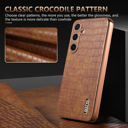 For Samsung Galaxy S24+ 5G AZNS Electroplated Frame Crocodile Texture Full Coverage Phone Case(Brown) - Galaxy S22+ 5G Cases by AZNS | Online Shopping UK | buy2fix