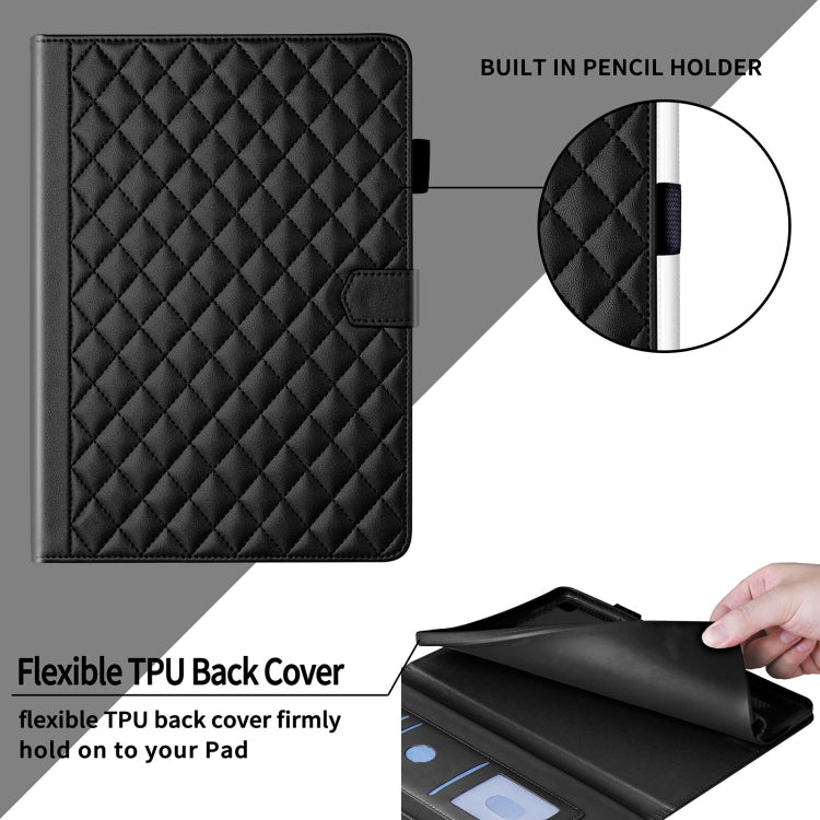 For iPad Pro 13 2024 Rhombus Lattice Leather Smart Tablet Case(Black) - iPad Pro 13 2024 Cases by buy2fix | Online Shopping UK | buy2fix