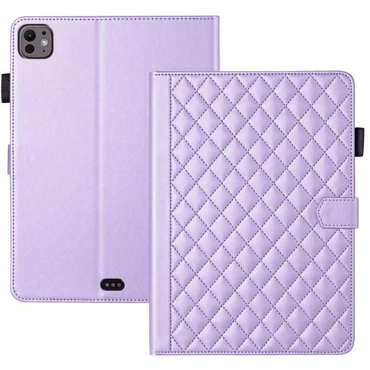 For iPad Pro 11 2024 Rhombus Lattice Leather Smart Tablet Case(Purple) - iPad Pro 11 2024 Cases by buy2fix | Online Shopping UK | buy2fix