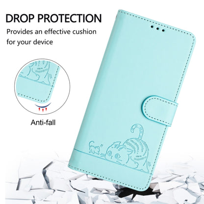 For Blackview Wave 6C Cat Rat Embossed Pattern RFID Leather Phone Case with Lanyard(Mint Green) - More Brand by buy2fix | Online Shopping UK | buy2fix