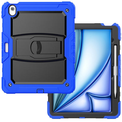 For iPad Air 13 2024 Silicone Hydric PC Tablet Case with Shoulder Strap & Holder(Blue) - iPad Air 13 2024 Cases by buy2fix | Online Shopping UK | buy2fix