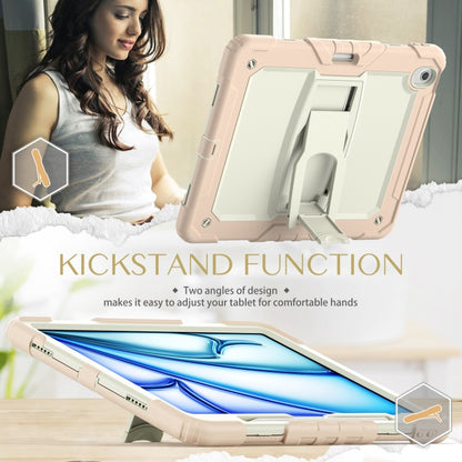 For iPad Air 13 2024 Silicone Hydric PC Tablet Case with Shoulder Strap & Holder(Beige Rose Gold) - iPad Air 13 2024 Cases by buy2fix | Online Shopping UK | buy2fix