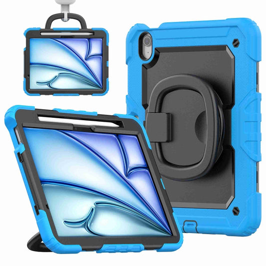 For iPad Air 11 2024 Handle Silicone Hydric PC Tablet Case with Shoulder Strap(Light Blue) - iPad Air 11 2024 Cases by buy2fix | Online Shopping UK | buy2fix