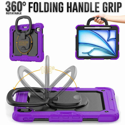 For iPad Air 11 2025 / 2024 Handle Silicone Hydric PC Tablet Case with Shoulder Strap(Purple) - iPad Air 11 2025 / 2024 Cases by buy2fix | Online Shopping UK | buy2fix