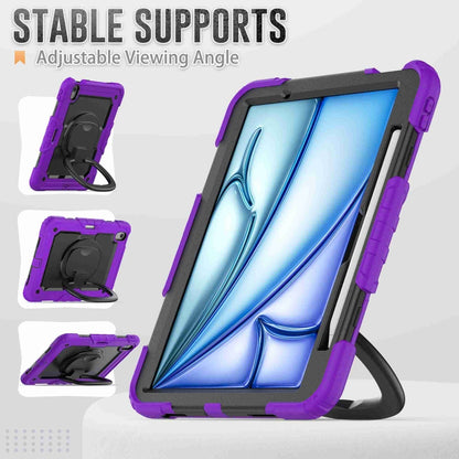 For iPad Air 11 2025 / 2024 Handle Silicone Hydric PC Tablet Case with Shoulder Strap(Purple) - iPad Air 11 2025 / 2024 Cases by buy2fix | Online Shopping UK | buy2fix