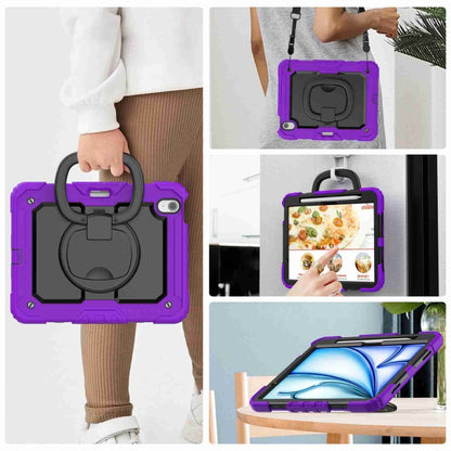 For iPad Air 11 2025 / 2024 Handle Silicone Hydric PC Tablet Case with Shoulder Strap(Purple) - iPad Air 11 2025 / 2024 Cases by buy2fix | Online Shopping UK | buy2fix