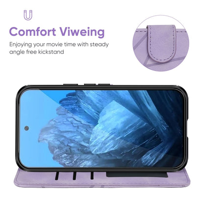 For Google Pixel 9 / 9 Pro Skin Feel Geometric Lines Leather Phone Case(Purple) - Google Cases by buy2fix | Online Shopping UK | buy2fix