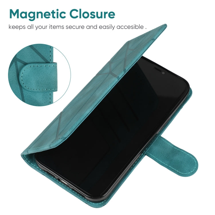 For Google Pixel 9 Pro XL Skin Feel Geometric Lines Leather Phone Case(Green) - Google Cases by buy2fix | Online Shopping UK | buy2fix