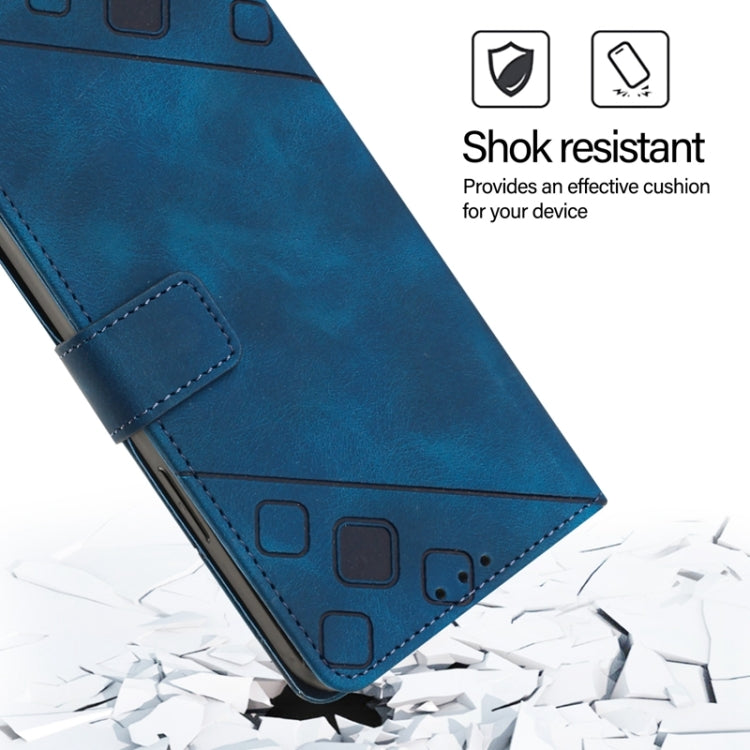 For Blackview A52 Skin Feel Embossed Leather Phone Case(Blue) - More Brand by buy2fix | Online Shopping UK | buy2fix