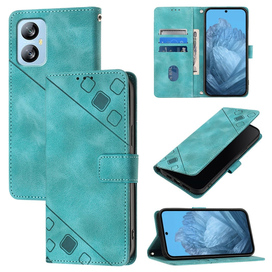 For Blackview A52 Skin Feel Embossed Leather Phone Case(Green) - More Brand by buy2fix | Online Shopping UK | buy2fix