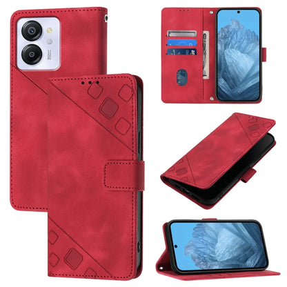 For Blackview Color 8 Skin Feel Embossed Leather Phone Case(Red) - More Brand by buy2fix | Online Shopping UK | buy2fix