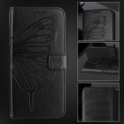 For Blackview A52 Embossed Butterfly Leather Phone Case(Black) - More Brand by buy2fix | Online Shopping UK | buy2fix