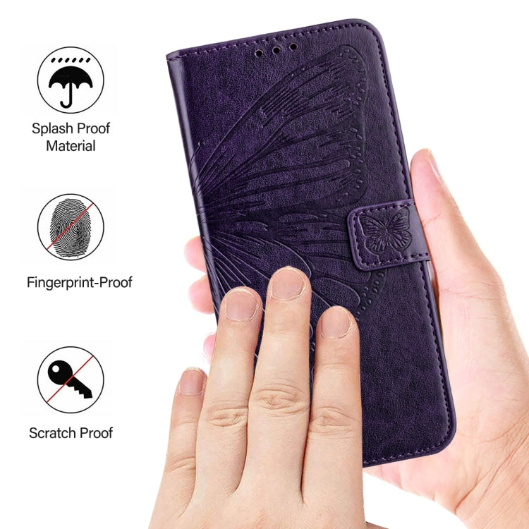 For Blackview A53 Embossed Butterfly Leather Phone Case(Purple) - More Brand by buy2fix | Online Shopping UK | buy2fix