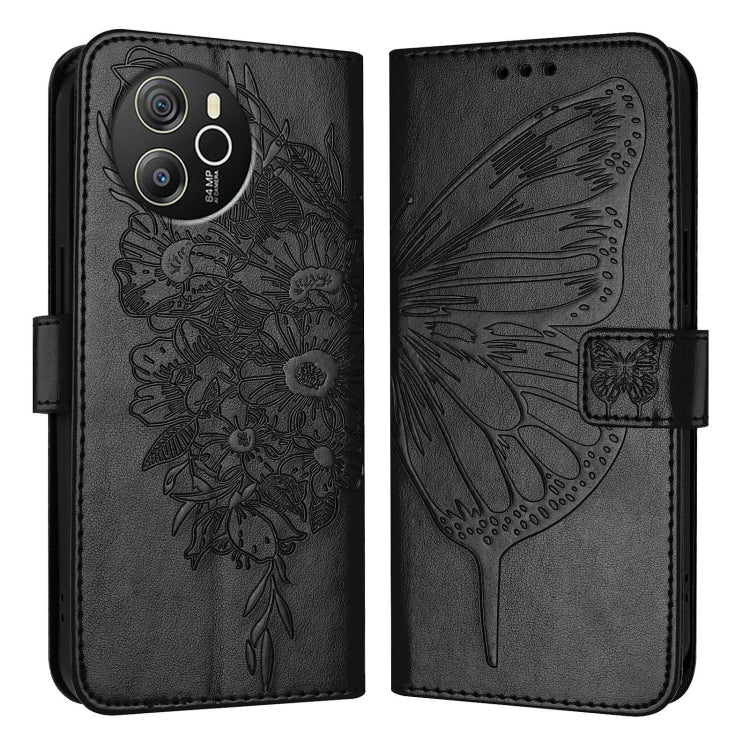 For Blackview Shark 8 Embossed Butterfly Leather Phone Case(Black) - More Brand by buy2fix | Online Shopping UK | buy2fix