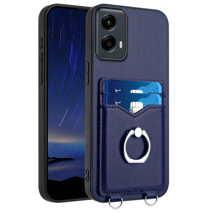 For Motorola Moto G 5G 2024 R20 Ring Card Holder Phone Case(Blue) - Motorola Cases by buy2fix | Online Shopping UK | buy2fix