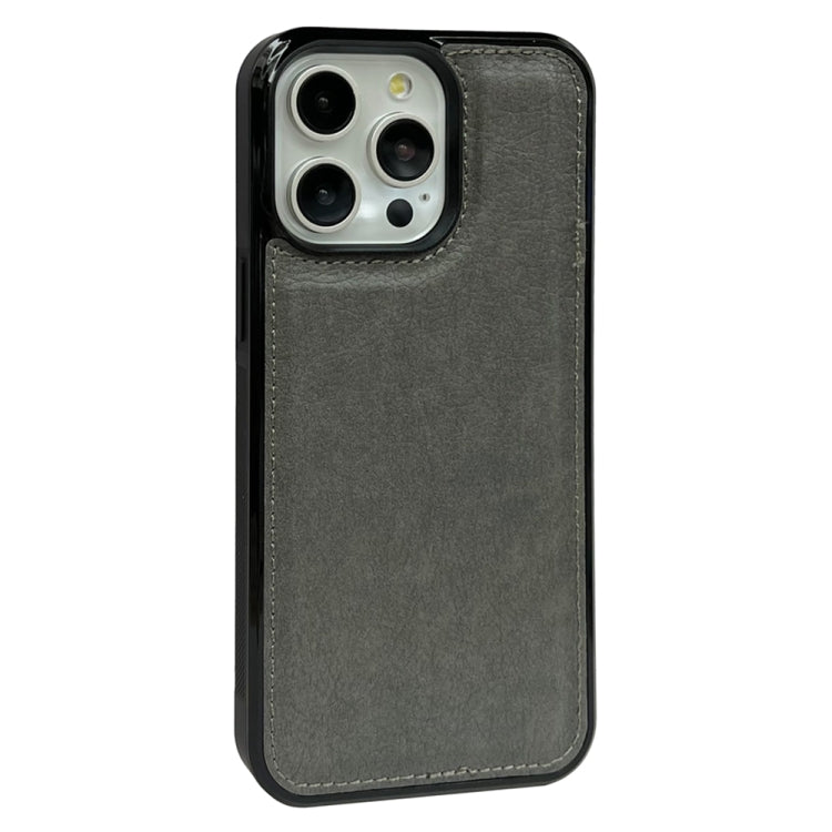 For iPhone 16 Pro Solid Color Metal Buckle Card Slots Bag Phone Case(Grey) - iPhone 16 Pro Cases by buy2fix | Online Shopping UK | buy2fix