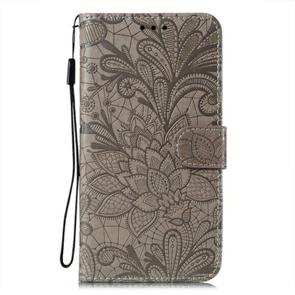 For Google Pixel 9 Lace Flower Embossing Flip Leather Phone Case(Grey) - Google Cases by buy2fix | Online Shopping UK | buy2fix